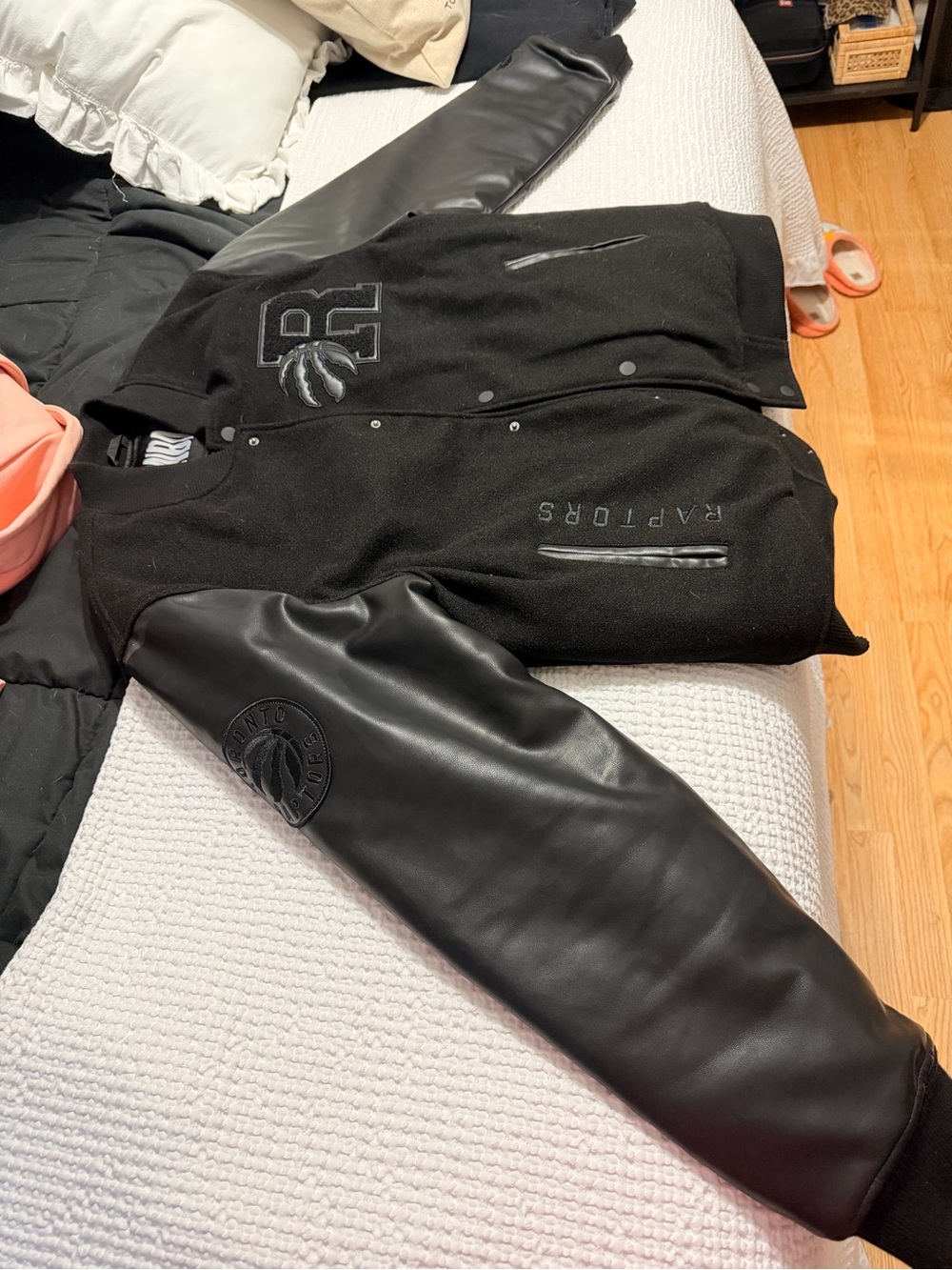 NBA Toronto Raptors Black Varsity Bomber Jacket